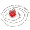 Collares con Dije 04.239.0018.3.16 Rodio Laminado, Diseño de Corazón, con Swarovski Elements Padparadscha y Micro Pave Blanca, Pulido, Rodinado (Grosor 01 MM, 16 Pulgadas de Largo)