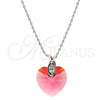 Collares con Dije 04.239.0018.3.16 Rodio Laminado, Diseño de Corazón, con Swarovski Elements Padparadscha y Micro Pave Blanca, Pulido, Rodinado (Grosor 01 MM, 16 Pulgadas de Largo)