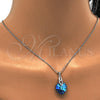 Collares con Dije 04.63.1330.16 Rodio Laminado, Diseño de Corazón, con Swarovski Elements Bermuda Blue y Micro Pave Blanca, Pulido, Rodinado (Grosor 01 MM, 16 Pulgadas de Largo)