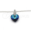 Collares con Dije 04.63.1330.16 Rodio Laminado, Diseño de Corazón, con Swarovski Elements Bermuda Blue y Micro Pave Blanca, Pulido, Rodinado (Grosor 01 MM, 16 Pulgadas de Largo)