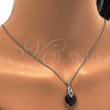 Collares con Dije 04.63.1330.1.16 Rodio Laminado, Diseño de Corazón, con Swarovski Elements Amethyst y Micro Pave Blanca, Pulido, Rodinado (Grosor 01 MM, 16 Pulgadas de Largo)