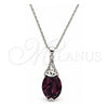 Collares con Dije 04.239.0025.3.16 Oro Laminado Blanco, Diseño de Pave Mariner, con Swarovski Elements Amethyst, Pulido, Rodinado (Grosor 01 MM, 16 Pulgadas de Largo)