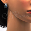 Arete Dormilona 02.63.2580 Rodio Laminado, Diseño de Flor, con Swarovski Elements Indicolite y Micro Pave Blanca, Pulido, Rodinado