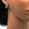 Arete Dormilona 02.63.2580.1 Rodio Laminado, Diseño de Flor, con Swarovski Elements Crystal y Micro Pave Blanca, Pulido, Rodinado