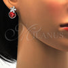 Arete Dormilona 02.63.2580.2 Rodio Laminado, Diseño de Flor, con Swarovski Elements Padparadscha y Micro Pave Blanca, Pulido, Rodinado