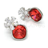 Arete Dormilona 02.63.2580.2 Rodio Laminado, Diseño de Flor, con Swarovski Elements Padparadscha y Micro Pave Blanca, Pulido, Rodinado