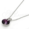 Collares con Dije 04.239.0017.2.16 Rodio Laminado, con Swarovski Elements Amethyst y Micro Pave Blanca, Pulido, Rodinado (Grosor 01 MM, 16 Pulgadas de Largo)
