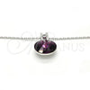 Collares con Dije 04.239.0017.2.16 Rodio Laminado, con Swarovski Elements Amethyst y Micro Pave Blanca, Pulido, Rodinado (Grosor 01 MM, 16 Pulgadas de Largo)