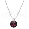 Collares con Dije 04.239.0017.2.16 Rodio Laminado, con Swarovski Elements Amethyst y Micro Pave Blanca, Pulido, Rodinado (Grosor 01 MM, 16 Pulgadas de Largo)