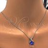 Collares con Dije 04.239.0023.1.16 Rodio Laminado, con Swarovski Elements Tanzanita y Micro Pave Blanca, Pulido, Rodinado (Grosor 01 MM, 16 Pulgadas de Largo)