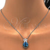 Collares con Dije 04.239.0020.1.16 Rodio Laminado, Diseño de Flor, con Swarovski Elements Indicolite y Micro Pave Blanca, Pulido, Rodinado (Grosor 01 MM, 16 Pulgadas de Largo)