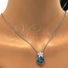Collares con Dije 04.239.0020.1.16 Rodio Laminado, Diseño de Flor, con Swarovski Elements Indicolite y Micro Pave Blanca, Pulido, Rodinado (Grosor 01 MM, 16 Pulgadas de Largo)