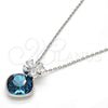 Collares con Dije 04.239.0020.1.16 Rodio Laminado, Diseño de Flor, con Swarovski Elements Indicolite y Micro Pave Blanca, Pulido, Rodinado (Grosor 01 MM, 16 Pulgadas de Largo)