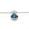 Collares con Dije 04.239.0020.1.16 Rodio Laminado, Diseño de Flor, con Swarovski Elements Indicolite y Micro Pave Blanca, Pulido, Rodinado (Grosor 01 MM, 16 Pulgadas de Largo)