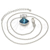 Collares con Dije 04.239.0020.1.16 Rodio Laminado, Diseño de Flor, con Swarovski Elements Indicolite y Micro Pave Blanca, Pulido, Rodinado (Grosor 01 MM, 16 Pulgadas de Largo)
