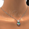 Collares con Dije 04.239.0020.2.16 Rodio Laminado, Diseño de Flor, con Swarovski Elements Crystal y Micro Pave Blanca, Pulido, Rodinado (Grosor 01 MM, 16 Pulgadas de Largo)