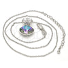 Collares con Dije 04.239.0020.2.16 Rodio Laminado, Diseño de Flor, con Swarovski Elements Crystal y Micro Pave Blanca, Pulido, Rodinado (Grosor 01 MM, 16 Pulgadas de Largo)