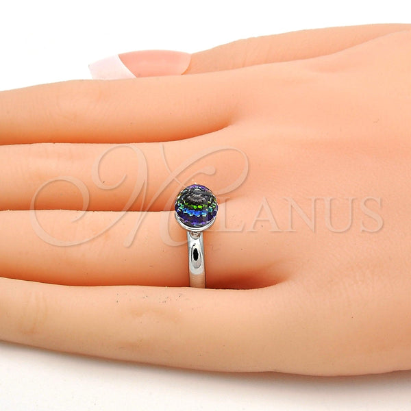 Anillo Multi Piedra 01.239.0006.4 Rodio Laminado, Diseño de Bola, con Swarovski Elements Volcano, Pulido, Rodinado (Talla Unica)