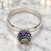 Anillo Multi Piedra 01.239.0006.4 Oro Laminado Blanco, Diseño de Bola, con Swarovski Elements Volcano, Pulido, Rodinado (Talla Unica)