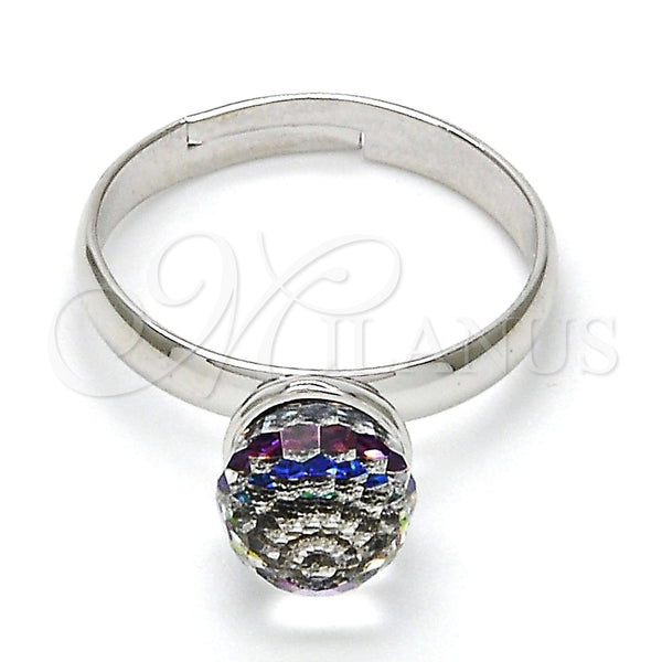 Anillo Multi Piedra 01.239.0006.4 Rodio Laminado, Diseño de Bola, con Swarovski Elements Volcano, Pulido, Rodinado (Talla Unica)