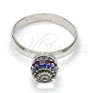 Anillo Multi Piedra 01.239.0006.4 Rodio Laminado, Diseño de Bola, con Swarovski Elements Volcano, Pulido, Rodinado (Talla Unica)