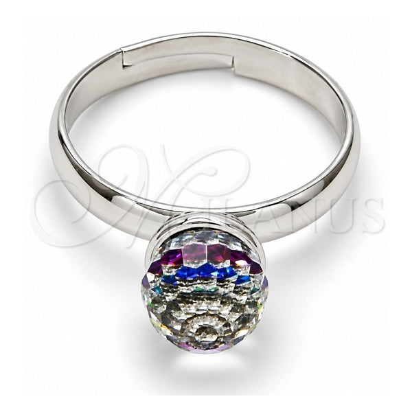 Anillo Multi Piedra 01.239.0006.4 Oro Laminado Blanco, Diseño de Bola, con Swarovski Elements Volcano, Pulido, Rodinado (Talla Unica)