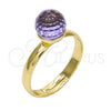 Anillo Multi Piedra 01.239.0006.7 Oro Laminado, con Amethyst Swarovski Elements, Pulido, Tono Dorado (One size fits all)