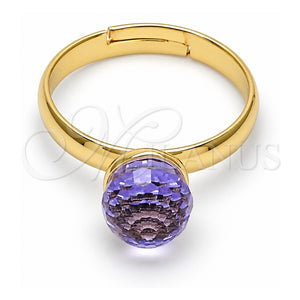 Anillo Multi Piedra 01.239.0006.7 Oro Laminado, con Swarovski Elements Amethyst, Pulido, Tono Dorado (Talla Unica)