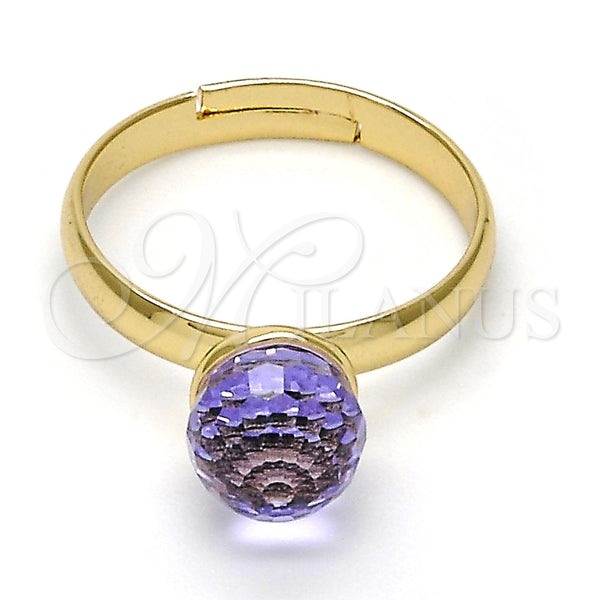 Anillo Multi Piedra 01.239.0006.7 Oro Laminado, con Amethyst Swarovski Elements, Pulido, Tono Dorado (One size fits all)