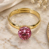 Anillo Multi Piedra 01.239.0006.8 Oro Laminado, Diseño de Bola, con Swarovski Elements Rose, Pulido, Tono Dorado (Talla Unica)
