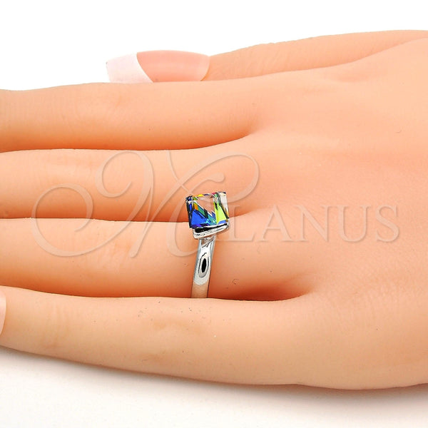 Anillo Multi Piedra 01.239.0003.5 Rodio Laminado, con Swarovski Elements Vitrail Light, Pulido, Rodinado (Talla Unica)