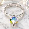Anillo Multi Piedra 01.239.0003.5 Oro Laminado Blanco, con Swarovski Elements Vitrail Light, Pulido, Rodinado (Talla Unica)