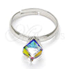 Anillo Multi Piedra 01.239.0003.5 Rodio Laminado, con Vitrail Light Swarovski Elements, Pulido, Rodinado (One size fits all)