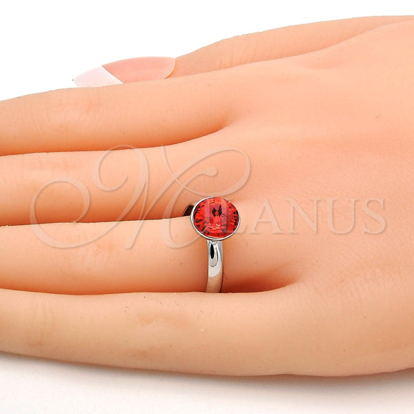 Anillo Multi Piedra 01.239.0009.5 Rodio Laminado, con Swarovski Elements Padparadscha, Pulido, Rodinado (Talla Unica)