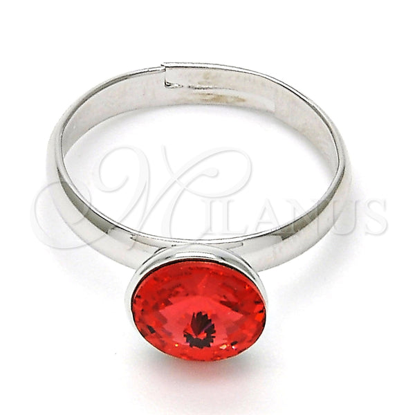 Anillo Multi Piedra 01.239.0009.5 Rodio Laminado, con Swarovski Elements Padparadscha, Pulido, Rodinado (Talla Unica)