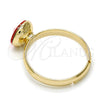 Anillo Multi Piedra 01.239.0009.6 Oro Laminado, con Padparadscha Swarovski Elements, Pulido, Tono Dorado (One size fits all)