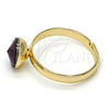 Anillo Multi Piedra 01.239.0009.7 Oro Laminado, con Amethyst Swarovski Elements, Pulido, Tono Dorado (One size fits all)