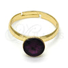 Anillo Multi Piedra 01.239.0009.7 Oro Laminado, con Amethyst Swarovski Elements, Pulido, Tono Dorado (One size fits all)
