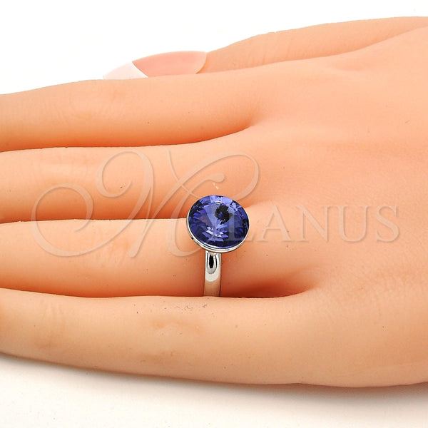 Anillo Multi Piedra 01.239.0001.3 Rodio Laminado, con Swarovski Elements Tanzanite, Pulido, Rodinado (Talla Unica)