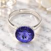Anillo Multi Piedra 01.239.0001.3 Oro Laminado Blanco, con Swarovski Elements Tanzanite, Pulido, Rodinado (Talla Unica)