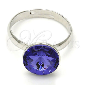 Anillo Multi Piedra 01.239.0001.3 Rodio Laminado, con Swarovski Elements Tanzanite, Pulido, Rodinado (Talla Unica)
