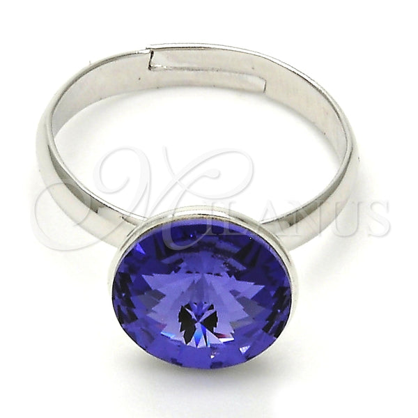 Anillo Multi Piedra 01.239.0001.3 Rodio Laminado, con Swarovski Elements Tanzanite, Pulido, Rodinado (Talla Unica)
