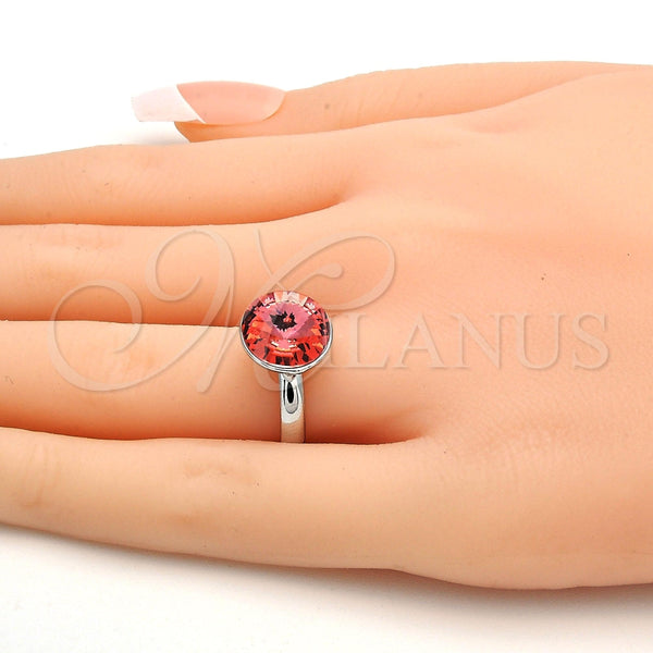 Anillo Multi Piedra 01.239.0001.4 Rodio Laminado, con Swarovski Elements Rose Peach, Pulido, Rodinado (Talla Unica)