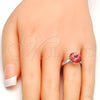 Anillo Multi Piedra 01.239.0001.4 Rodio Laminado, con Rose Peach Swarovski Elements, Pulido, Rodinado (One size fits all)
