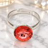 Anillo Multi Piedra 01.239.0001.4 Oro Laminado Blanco, con Swarovski Elements Rose Peach, Pulido, Rodinado (Talla Unica)