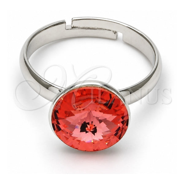 Anillo Multi Piedra 01.239.0001.4 Oro Laminado Blanco, con Swarovski Elements Rose Peach, Pulido, Rodinado (Talla Unica)