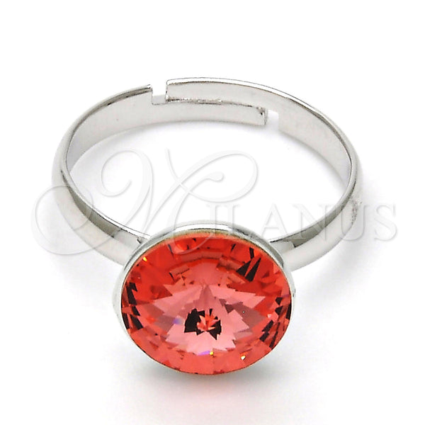 Anillo Multi Piedra 01.239.0001.4 Rodio Laminado, con Rose Peach Swarovski Elements, Pulido, Rodinado (One size fits all)