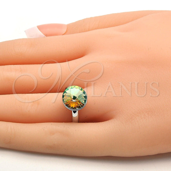 Anillo Multi Piedra 01.239.0001.5 Rodio Laminado, con Swarovski Elements Luminous Green, Pulido, Rodinado (Talla Unica)