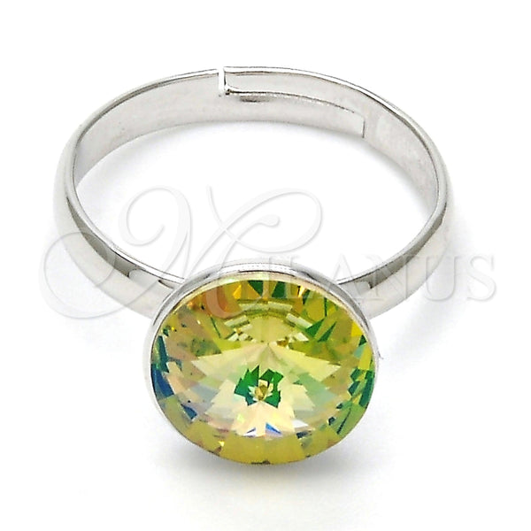 Anillo Multi Piedra 01.239.0001.5 Rodio Laminado, con Swarovski Elements Luminous Green, Pulido, Rodinado (Talla Unica)