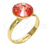 Anillo Multi Piedra 01.239.0001.7 Oro Laminado, con Rose Peach Swarovski Elements, Pulido, Tono Dorado (One size fits all)